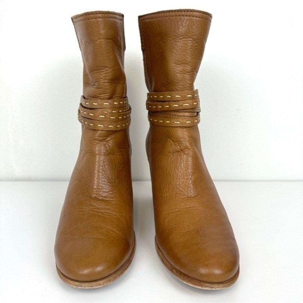 Frye Womens Naomi Pickstitch Mid Boots Leather Whiskey - Picture 4 of 11